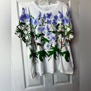 Floral Print White and Purple Women's Top